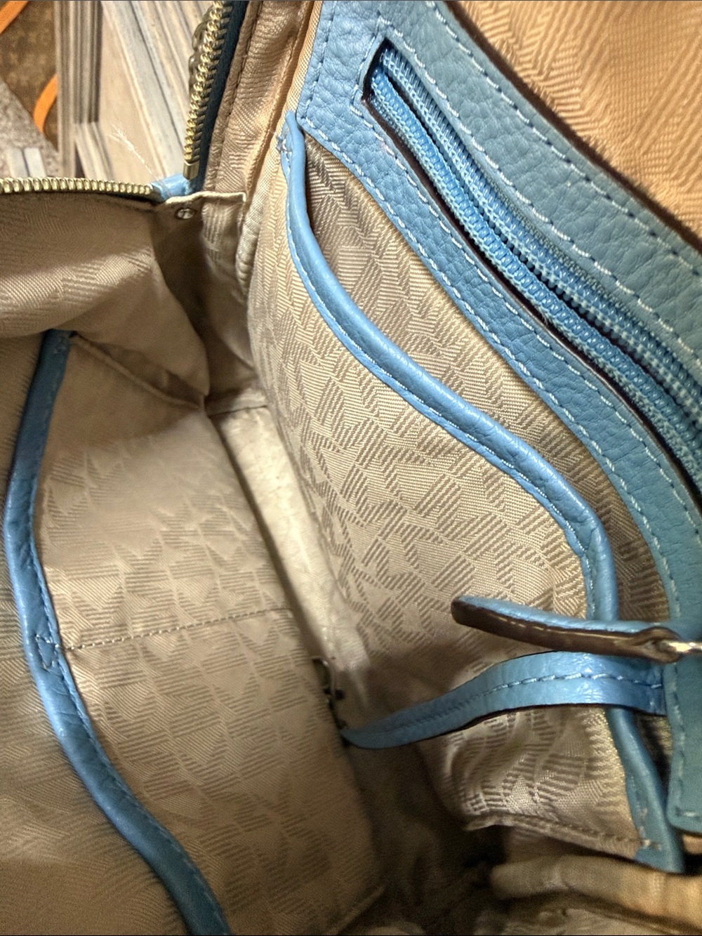 MICHAEL KORS  Blue Leather Medium Rhea Backpack w/ Silver Hardware & MK Card - Picture 6 of 9